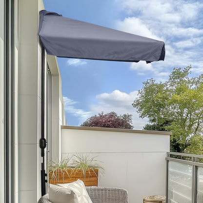 7.5ft Grey Half Parasol with Crank Handle & Top Vent