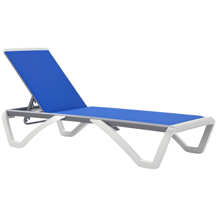 Aluminum Chaise Lounge with 5-Level Back & Wheels