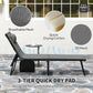 Folding Chaise Lounge Chair Set of 2, Reclining Outdoor Lounge Chair Set with Quick Drying Pad Headrest Side Pocket, Tanning Chair Set for Beach Garden Pool, Light Grey