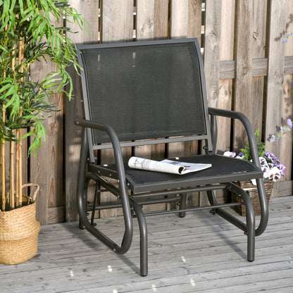 Black Glider Chair with Mesh Seat and Metal Frame