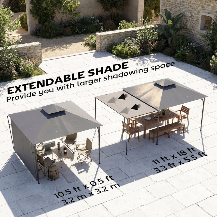 126" x 126" Dark Grey Patio Gazebo with Double Roof