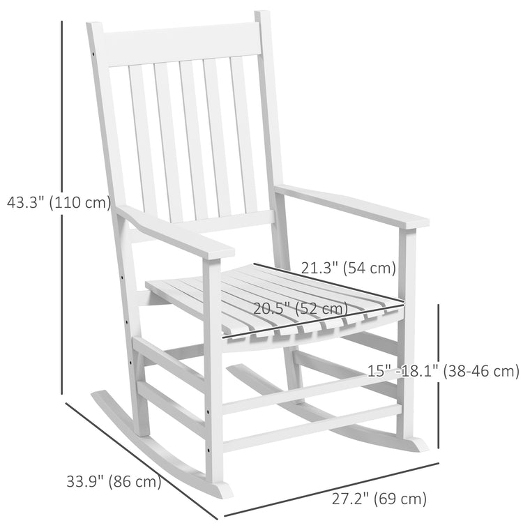 Set of 2 Wooden Rocking Chairs with Wide Armrests