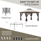 13' x 13' Pop Up Canopy, 2-Tier Roof Easy up Tent Shelter with Nettings Carry Bag Weight Bags for Garden, Patio, Beige