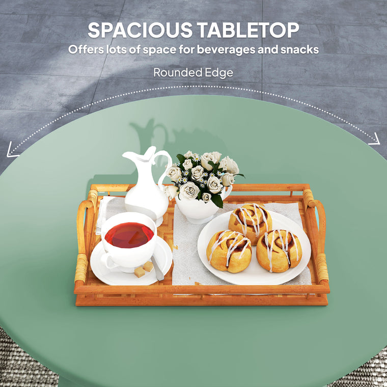 Round Metal Side Table with Non-Slip Foot Pads