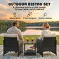 Outdoor Bistro Set, 3 Piece Wicker Patio Furniture Set with 2-Tier Glass Top Table, Cushions for Porch, Balcony, Beige