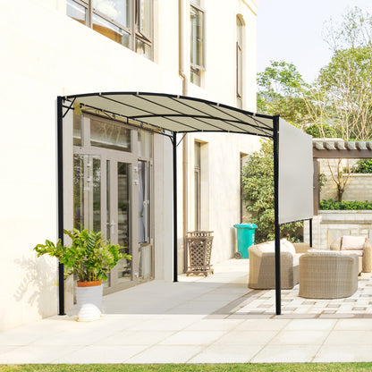 10' x 8' Cream White Metal Gazebo with Side Awning