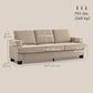 3 Seater Sofa with USB Ports & Cup Holders, Chenille-Feel Upholstered Couch for Living Room, Light Brown