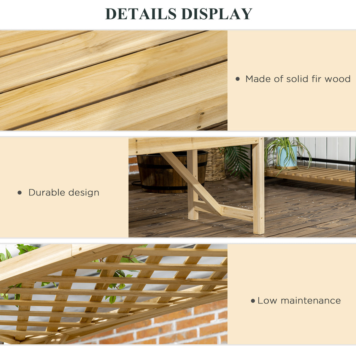 Natural Wood Garden Arch with 2-Person Bench