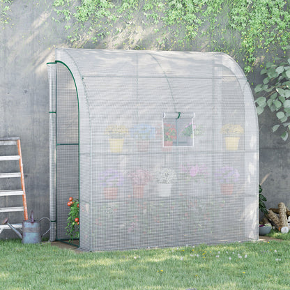 7' x 3' x 7' White Lean-To Walk-In Greenhouse with 3-Tier Shelves