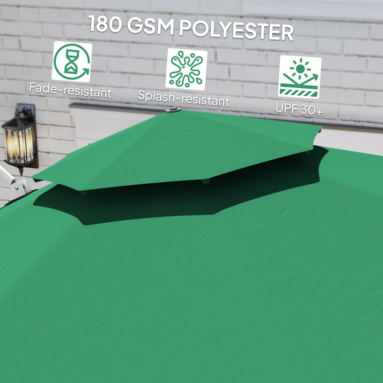 10FT Dark Green Cantilever Umbrella with 360° Rotation