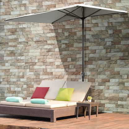 8ft Beige Half Umbrella with 5 Ribs
