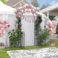 7.2FT Metal Garden Arch with Gate, 2 Side Planter Baskets, Garden Arbor Archway Trellis for Roses and Climbing Plants, Black