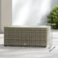 Wicker Outdoor Coffee Table, PE Wicker Rectangular Patio Table with Tempered Glass Top for Garden, Balcony, Dark Grey