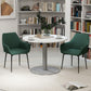 Dining Chairs Set of 2, Upholstered Linen Fabric Accent Chairs with Metal Legs, Dark Green