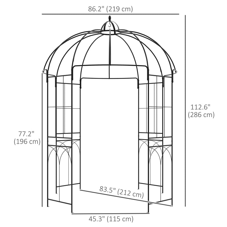 Birdcage Shape Metal Garden Arbour Pergola with Lights