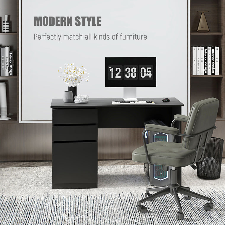 Computer Desk with Drawers and Cabinet - Black