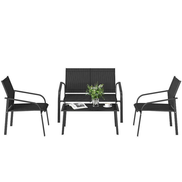 4-Piece Deep-Seat Conversation Set with Glass Table