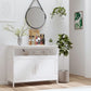 Wooden Sideboard Buffet Cabinet with Open Shelf and 2-Door Storage, White