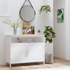 Wooden Sideboard Buffet Cabinet with Open Shelf and 2-Door Storage, White