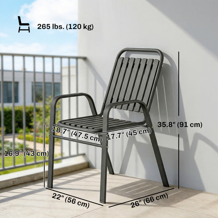 Stackable Outdoor Dining Chairs, Set of 2