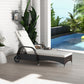 Wicker Chaise Lounge, Outdoor Lounge Chair, PE Rattan Patio Sun lounger with Head-rest, 5-Level Height Adjust Backrest, Cushion, & Wheels, Mixed Grey and Grey