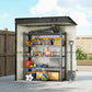 5 x 3 ft Outdoor Storage Shed, Lean-to Metal Garden Shed with Lockable Door and Vents, Dark Grey