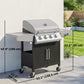 4+1 Burner Liquid Propane Gas Grill, Outdoor Portable BBQ Grill with Side Burner, Warming Rack, Side Shelf