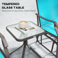 3 Piece Patio Glider Set Outdoor Gliders with Breathable Mesh Seat, Glass Top Table for Garden, Yard, Blue