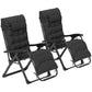 Folding Garden Chairs Set of 2, Reclining Zero Gravity Chair, Sun Lounger with Cushion and Headrest, Khaki