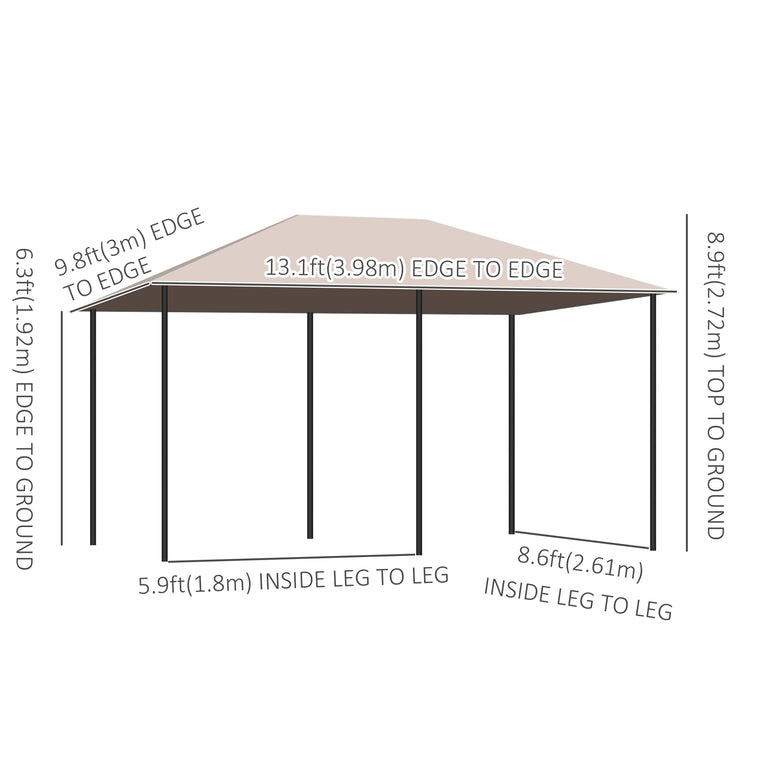 13' x 10' Khaki Soft-Top Steel Gazebo with Removable Curtains