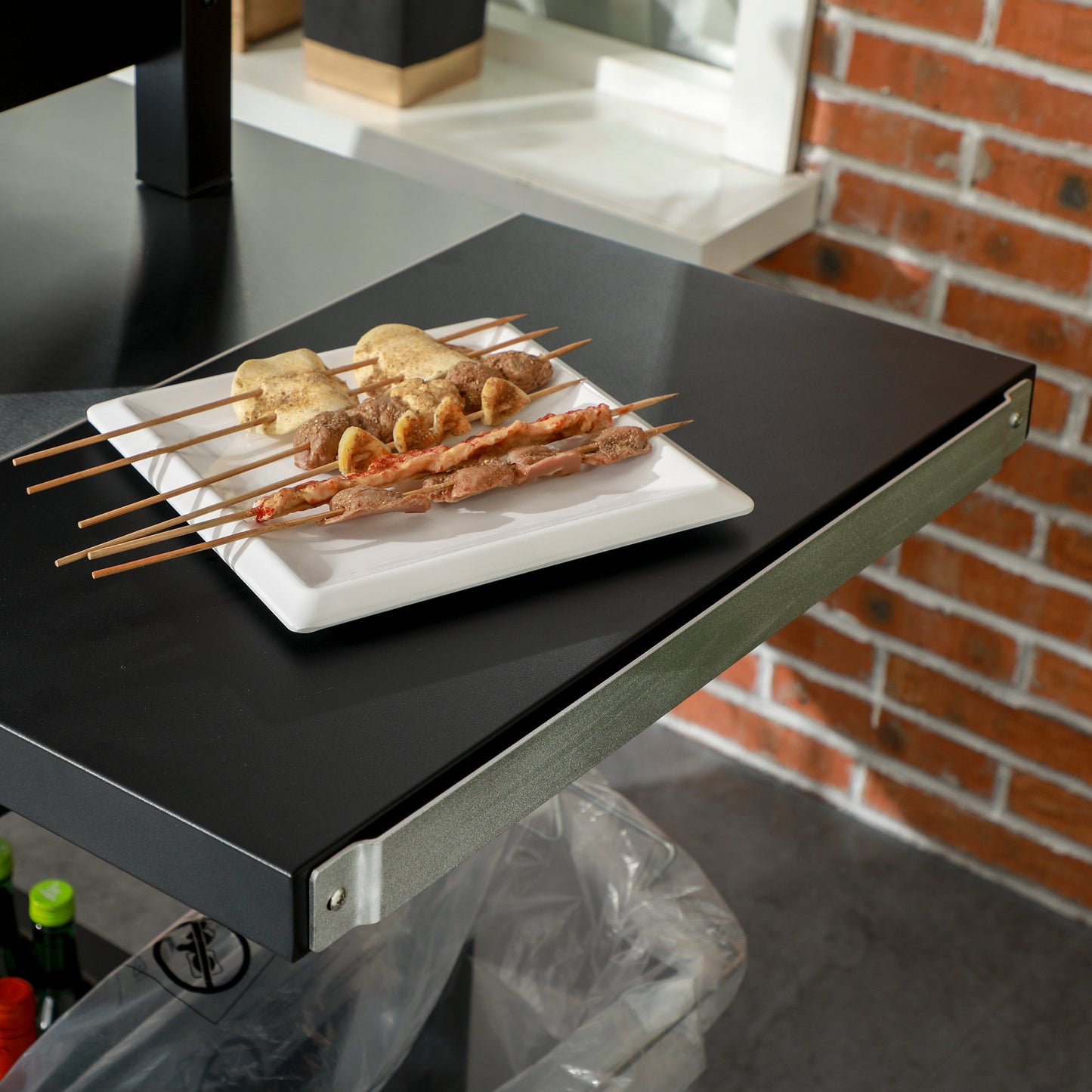 3-Shelf Grill Cart with Foldable Side Table & Stainless Steel Top