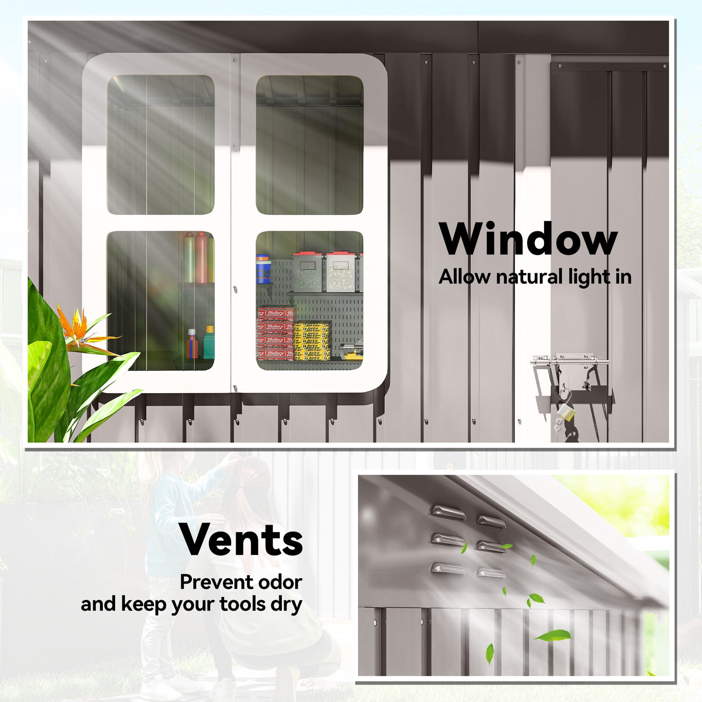 7' x 4' Galvanized Steel Garden Shed with Window