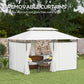 10' x 13' Double Roof Patio Gazebo, Outdoor Gazebo with Curtains, for Garden, Lawn, Backyard and Deck, Cream White