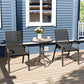 3 Pieces Bistro Set, Small Patio Furniture Set with Stackable Mesh Chairs, Glass Table for Garden, Light Mixed Brown