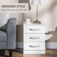 Modern Nightstand Set of 2, Bedside Tables with 3 High Gloss Drawers for Bedroom, White