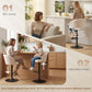 Bar Stools Set of 2, Swivel Counter Height Barstools with Back, Footrest, Adjustable Height, Beige