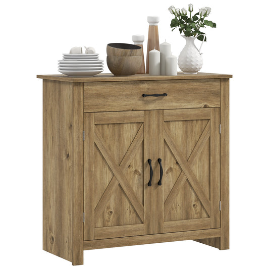 Farmhouse Sideboard Buffet with Barn Doors - Natural Wood
