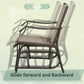 3 Piece Patio Glider Set Outdoor Gliders with Breathable Mesh Seat, Glass Top Table for Garden, Yard, Blue