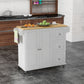 Kitchen Island on Wheels, Kitchen Cart with Drop Leaf, Drawers, White