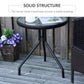 20" Round Outdoor End Table, Patio Side Table with Tempered Glass Top for Garden, Balcony, Poolside, Black