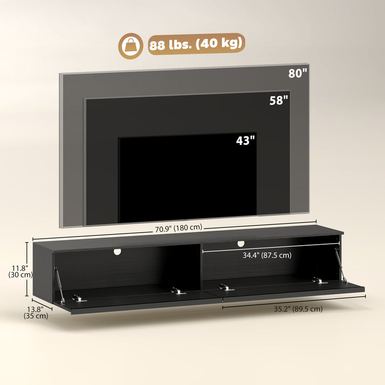 Wall-Mounted Floating TV Stand with Storage