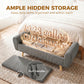 Storage Ottoman, 59" Corduroy End of Bed Storage Bench for King Size Bed with Wooden Legs and Rolled Arms, Dark Grey