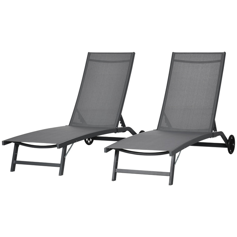 2-Piece Tanning Chair Set with Wheels & Breathable Mesh
