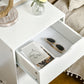Bedside Table, Modern Nightstand with 3 Drawers, Side End Table with Wood Legs for Living Room, Bedroom, White