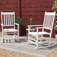 Wooden Patio Rocking Chairs Set of 2, Outdoor Rocker Chairs with Wide Armrests, High Back for Garden, Balcony, White