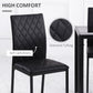 Modern Dining Chairs Set of 4, Upholstered Faux Leather Kitchen Chairs with Rhombic Tufting and Metal Legs for Living Room, Black