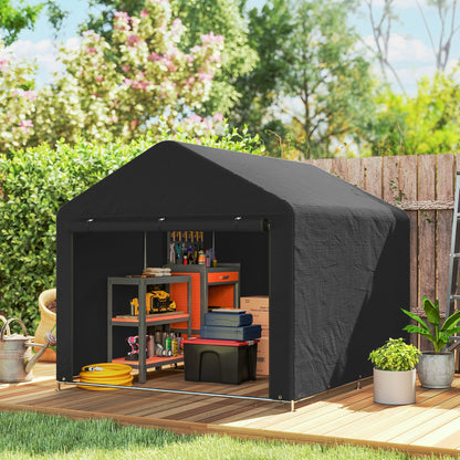 6.6' x 7.8' Galvanized Steel Bike Storage Shed with Roll-Up Door