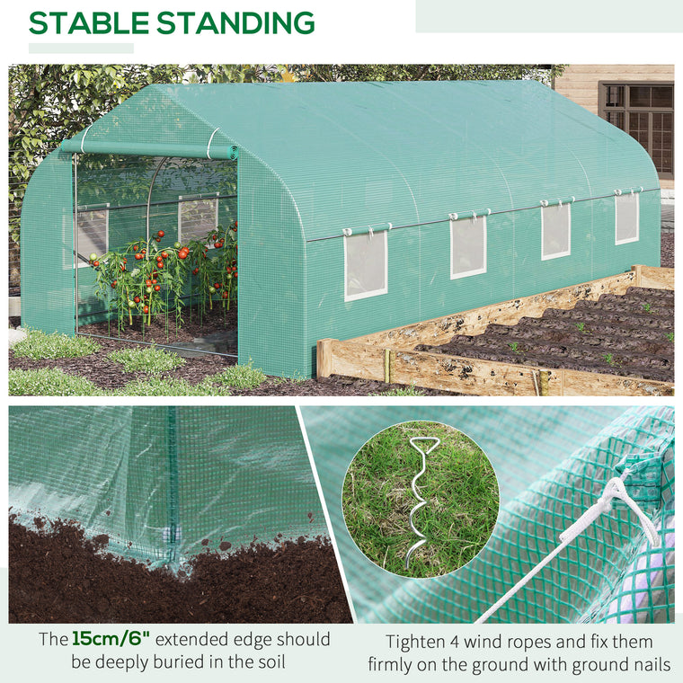 20' x 10' x 7' Green Steeple Walk-In Greenhouse with Anchors