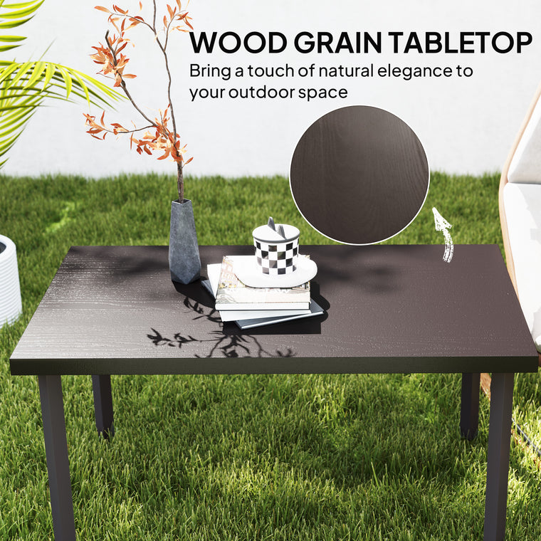 Rectangle Metal Side Table with Woodgrain Top