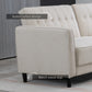 Convertible Bed with Couch, Button Tufted Fabric Sofa Bed with Adjustable Back for Living Room, Beige